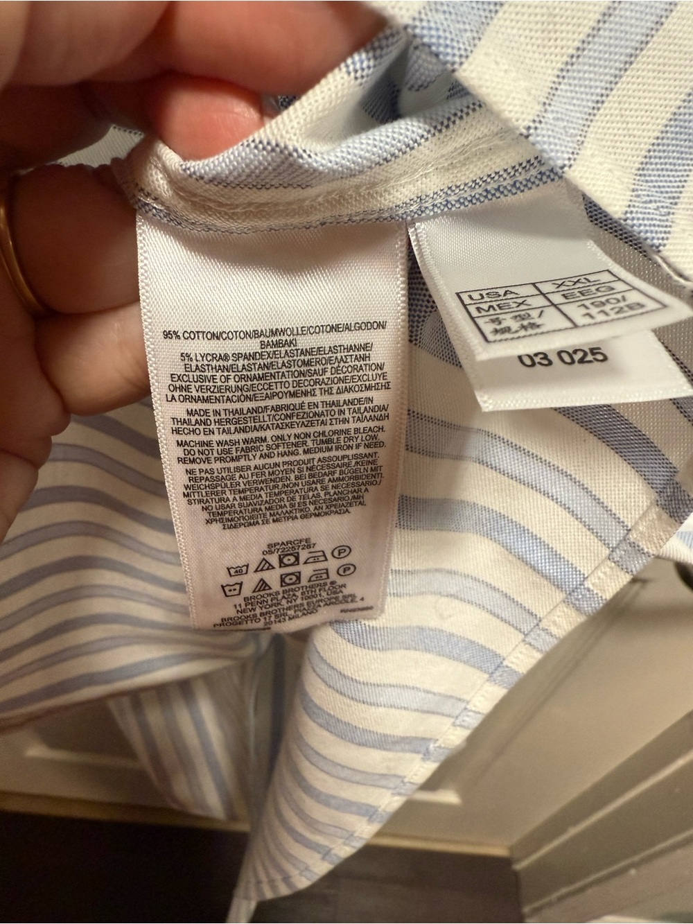 Brooks Brothers Light Blue and White Striped Short-Sleeve Button-Down Shirt - Picture 5 of 5